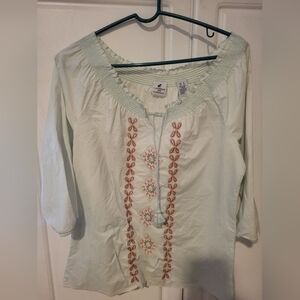 Caribbean Joe Womens Embroidered Peasant Boho Top Size Medium Island Supply Co.